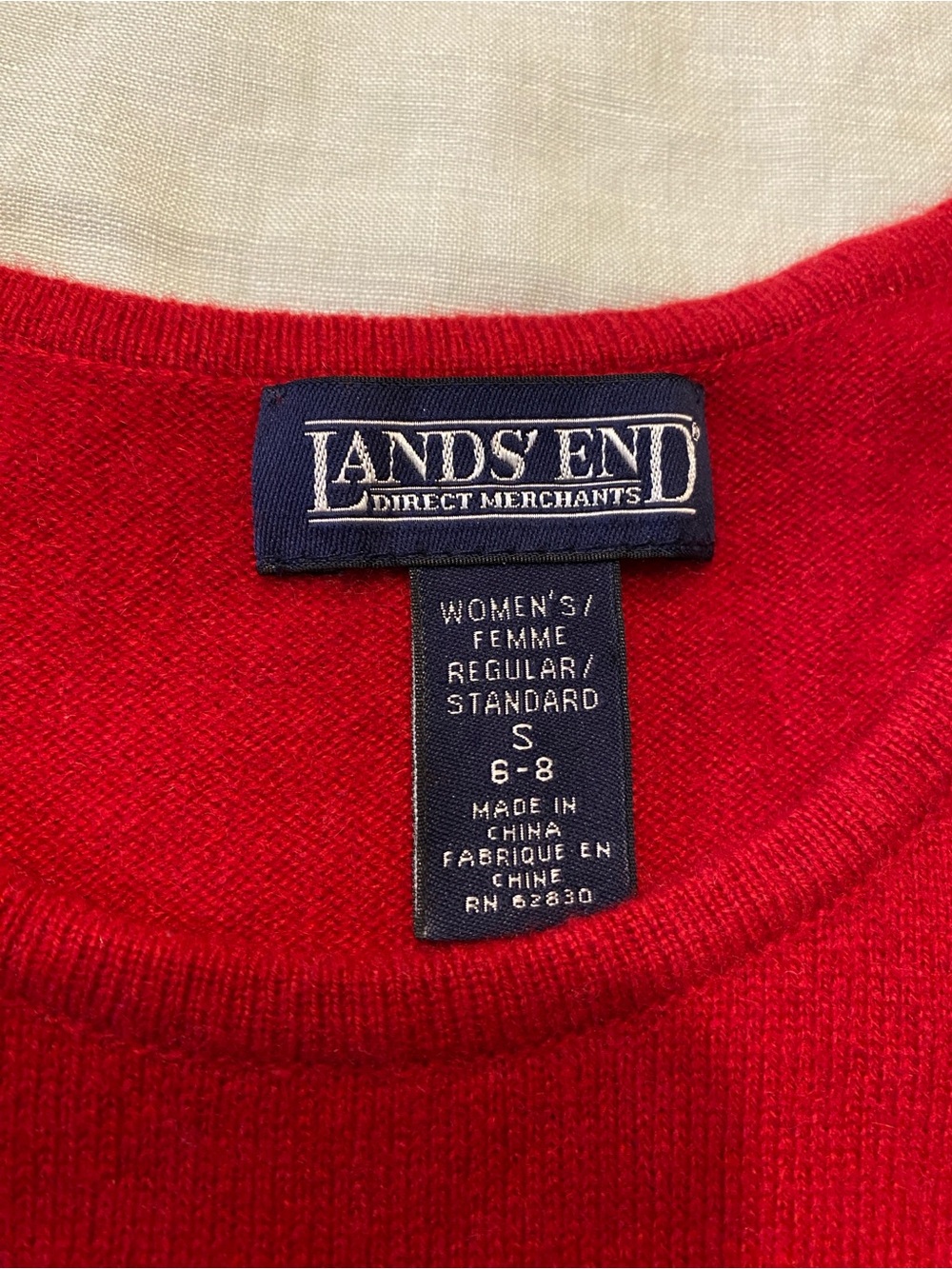 Lands' End red 100% cashmere short sleeve knit crewneck sweater - Picture 12 of 12